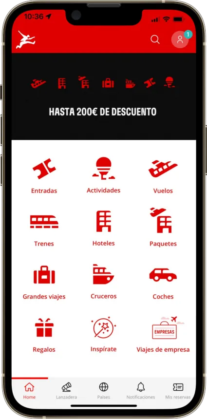 Screenshot de la app de atrápalo