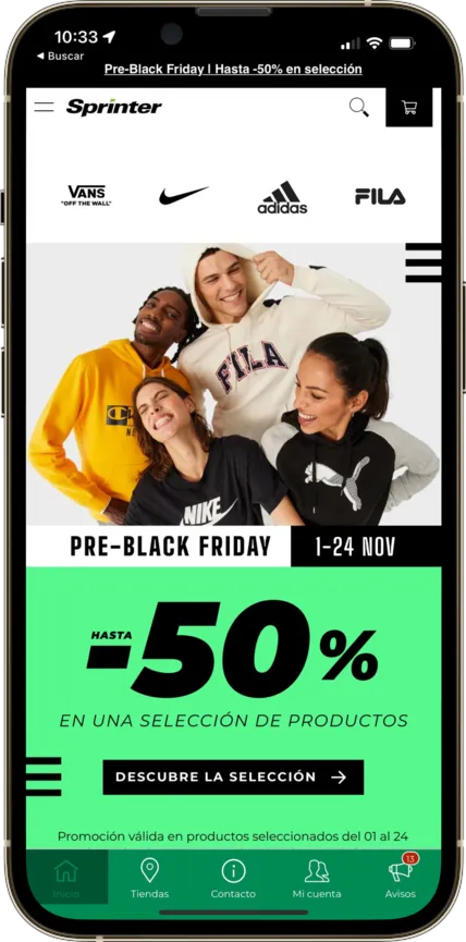 Screenshot de la app de sprinter